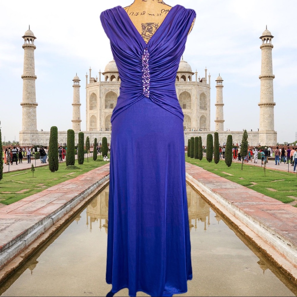 TADASHI SHOJI formal purple ruched gown